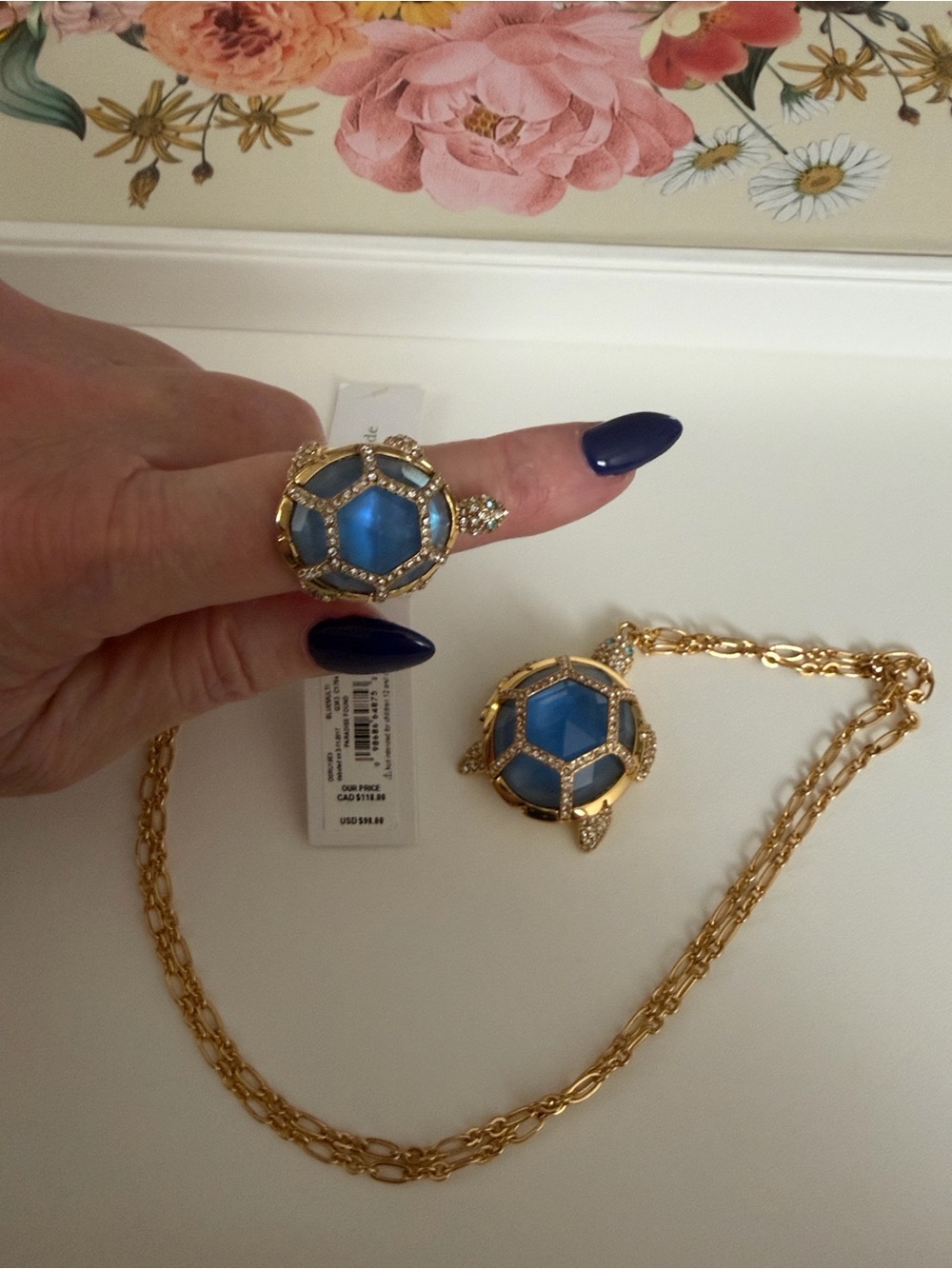 Paradise found Kate spade turtle necklace and ring